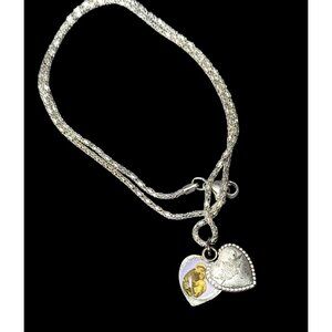 Vintage Religious Saint Anthony Pray For Me Heart Slide Locket Necklace